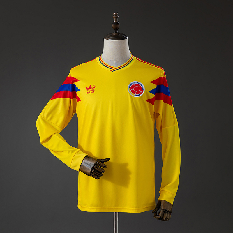 Camiseta de manga larga retro original de Colombia de 1990, tallas S-XXL